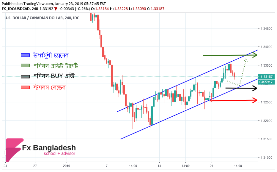 USDCAD Technical Analysis For January 23, 2019 - Price Has Reached Our Buy Profit Target and heading Towards Lower Channel Boundary